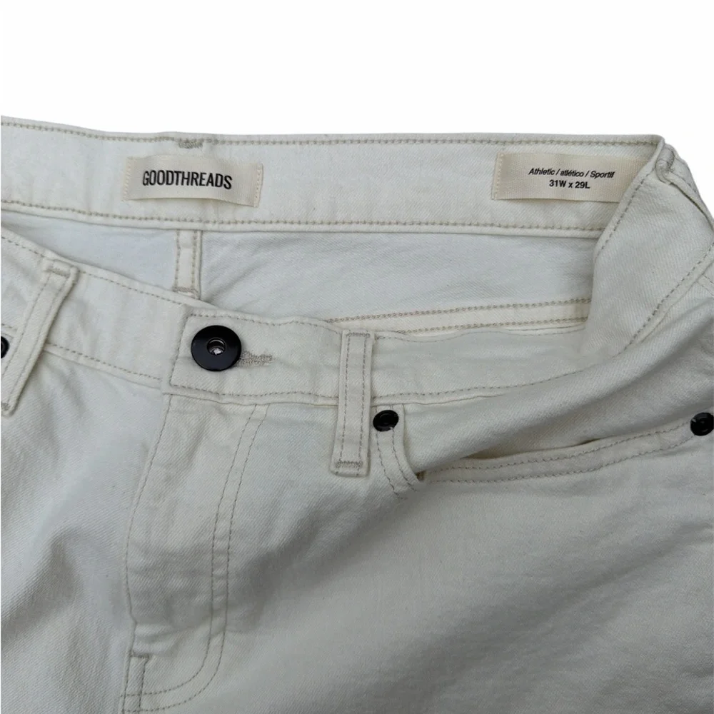 Goodthreads Men's Athletic Fit Comfort Stretch Ivory Jeans Size 31W X 29L NWOT